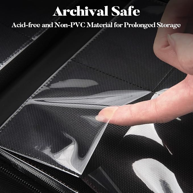 Fabmaker Premium 4 Pocket Zip Card Binder, Trading Card Binder for 320 Cards, Portable PU Card Collection Binder, Collector Card Album Folder for Game & Sports Cards, Navy Blue
