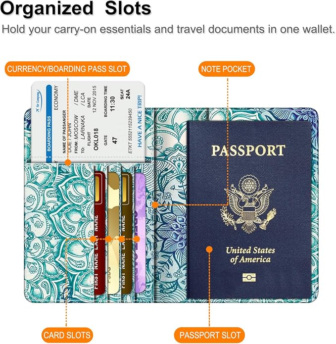 FINTIE Passport Holder, Slim Travel Wallet RFID Blocking Card Case Cover | Passport Cover Protector Essentials with Credit Card Slots, For Women/Men