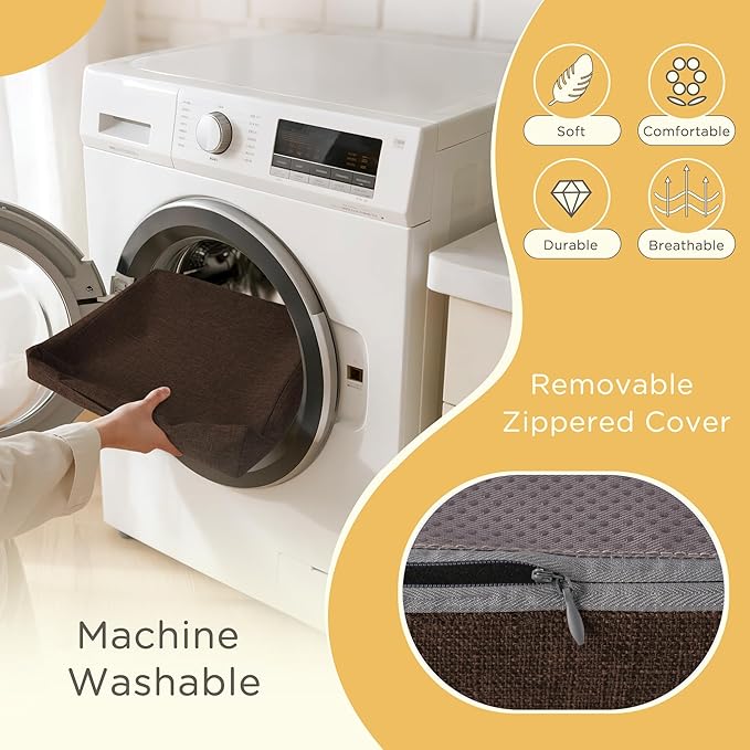 Recliner Cushions for Elderly 20x20x4 Inch Thick Large Recliner Seat Cushion with a Handle Square Non Slip Chair Pads with Washable Cover for Couch Armchair Chairs Brown