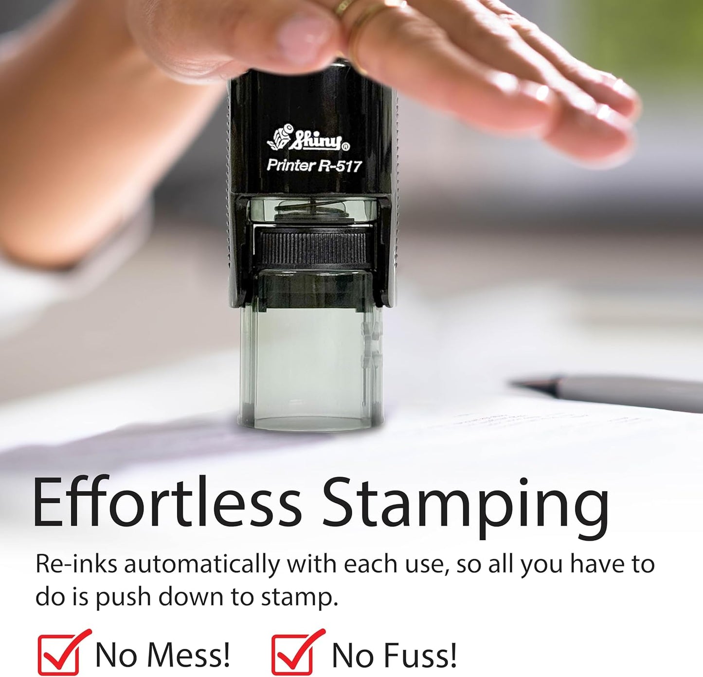 Shiny Ribbon Teacher Stamp, Round Self Inking Stamp for Classroom, Red Ink