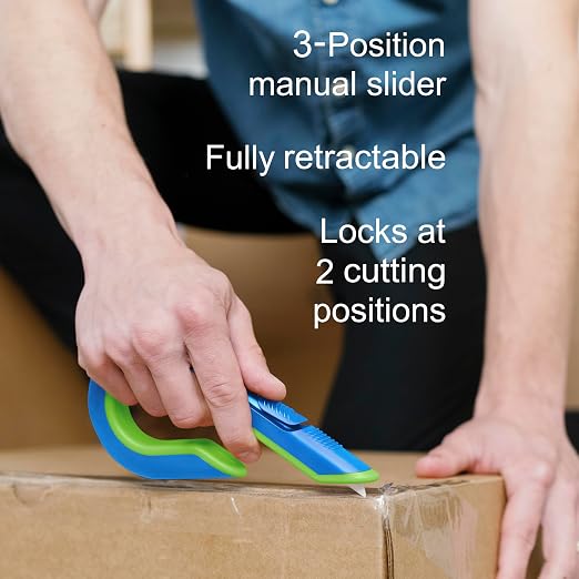 Slice Box Cutter, Heavy Duty Utility Knife, Safe Ceramic Blade Lasting 11x Longer than Metal, Blue, 1 Pack