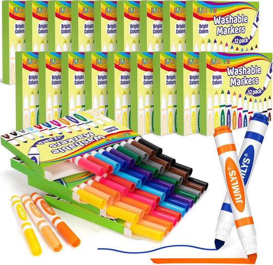 Jumlys 36 Boxes Washable Markers with 12 Colors, Bulk Color Marker for School Classroom, 432 Count Broad Tip Markers for Kids, Classroom Must Haves