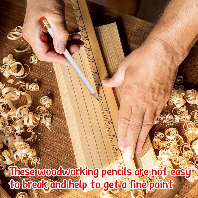 Fainne 48 Pcs Jumbo Pencil, Wooden Pencil with Black Core for Carpenters Construction Workers Woodworkers Framers Beginners Students Teachers DIY Project(White,Round)