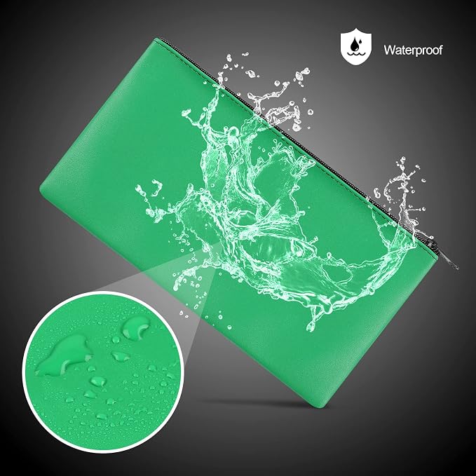 2 Pieces Money Bags with Zipper, 11x6.1 inch Money Pouch, Bank Bag, Cash Bag, Check Wallet, Cosmetics(Green)