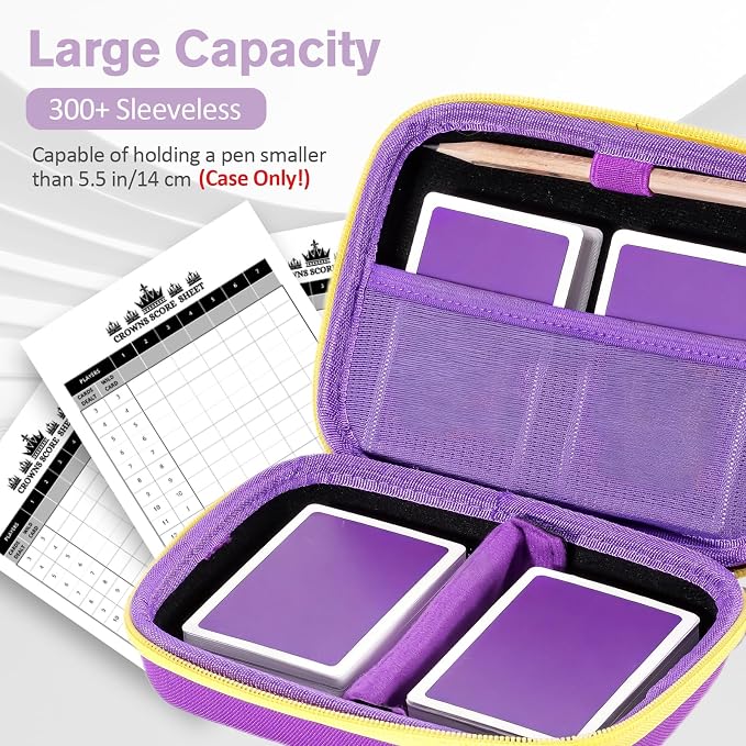 ProCase Hard Playing Card Game Carrying Case, Travel Storage Box Holds 300+ Trading Cards, Bag Holder for Classic Board Game UNO, Five Crowns，SKYJO, PlayMonster and More (Case Only) -Purple