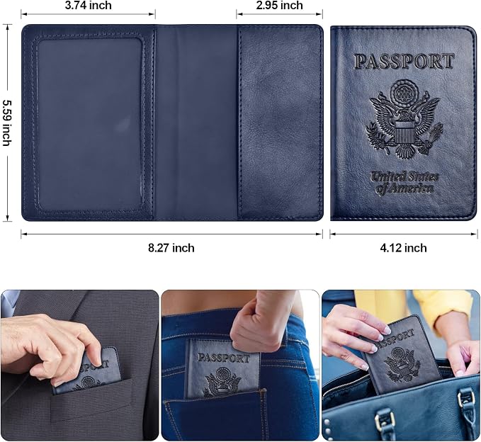 Eoehro Passport Holder for Travel Essentials-2Pack, Passport Wallet Cover Case for Travel Must Haves Accessories,Passport Book Holders for Women and Men