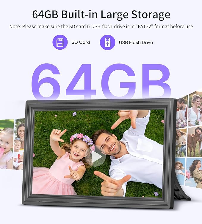 64GB 15.6" Large Digital Picture Frame, Uhale WiFi Electronic Photo Frames with 1920 x 1080 FHD IPS Touch Screen, Support Auto-Rotate Wall Mounted SD&USB Card, Share Photos/Videos from Phone Instantly