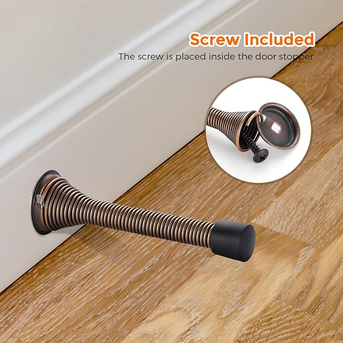 Ravinte Door Stoppers, 30 Pack Spring Door Stops with Rubber Bumper, Oil Rubbed Bronze Door Stoppers for Bottom of Door