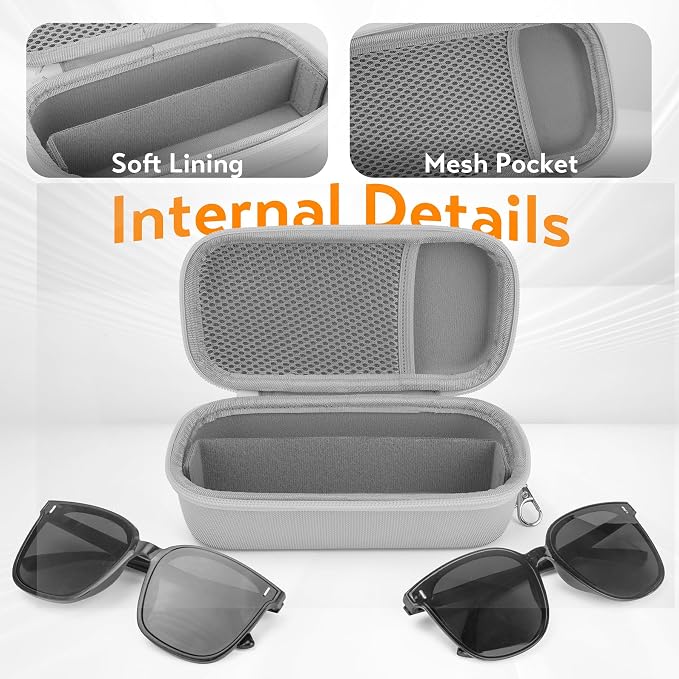 Double Eyeglasses Case, Hard Shell Dual Glasses Case Travel Sunglasses Organizer for Men Women