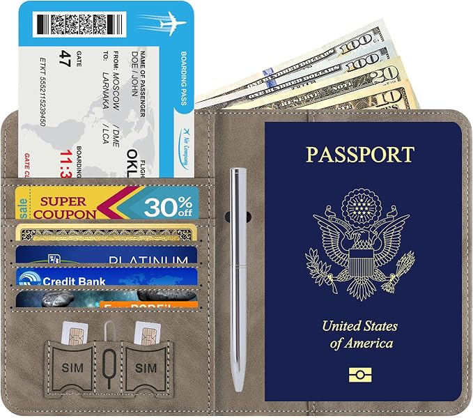 Passport Holder for Travel Essentials, RFID Passport Cover | Rfid Blocking Wallet, Synthetic Leather Case, Vacation Travel Accessories, For Women Men