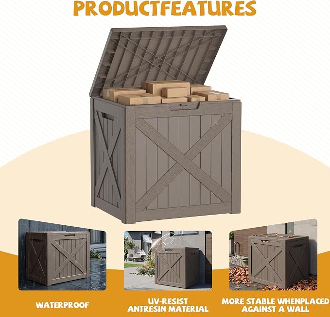40 Gallon Package Delivery Boxes for Outside, Resin storage box with an X-shaped design, Storage Cabinet for Parcel Shipping & Storage