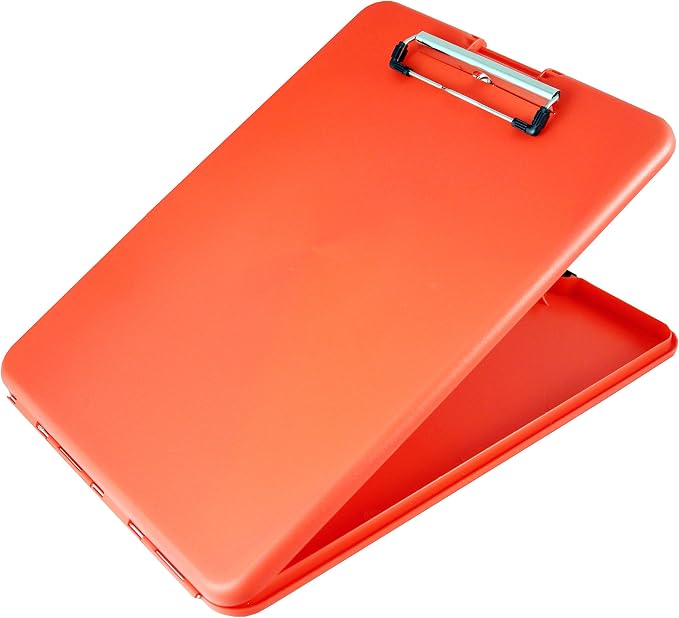 Saunders SlimMate Plastic Storage Clipboard Letter Size Red, Assembled in USA, Slim Low Profile Form Holder with 1/2" Capacity, Lightweight Document Organizer Box for School, Office & Business Use