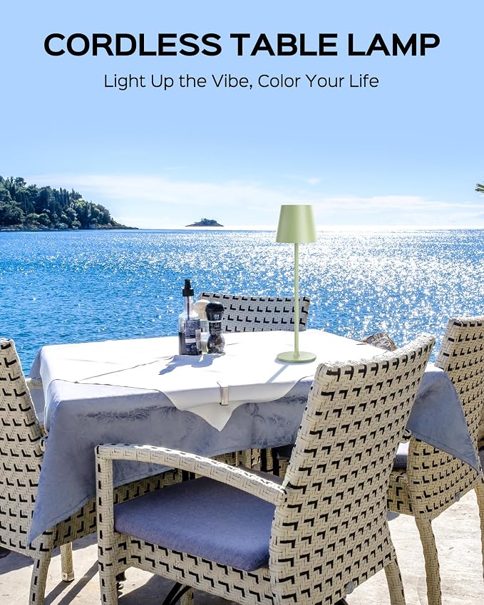 JACKYLED Cordless Table Lamps Rechargeable, 3 Adjustable Height, 5000 Capactiy Operated, 3 Colors Smooth Dimming, Portable LED W