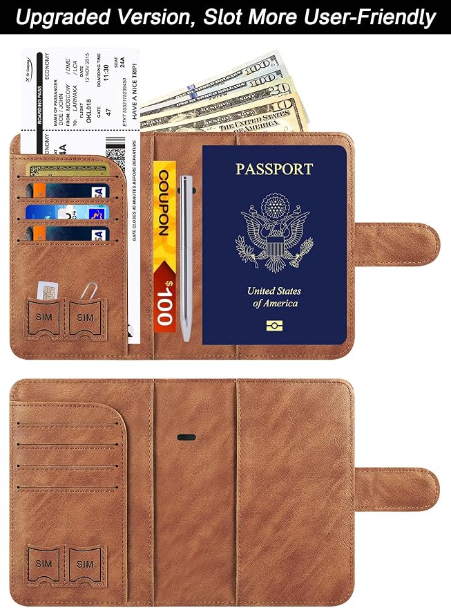 LOHASLIFE Airtag Passport Holder for Travel Essentials, Passport Cover | Wallet, Leather Rfid Blocking Card Case, Travel Accessories, Vacation Luggage Must Haves, for Men Women