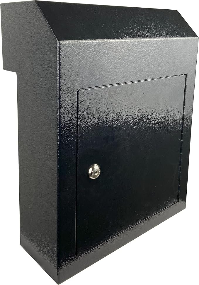 Through-the-Door Mailbox with Rear Access Door & Rain Cover | Galvanized Steel Mail Drop Box for Letters, Documents & Key Collection, Secure Outdoor Mail Storage