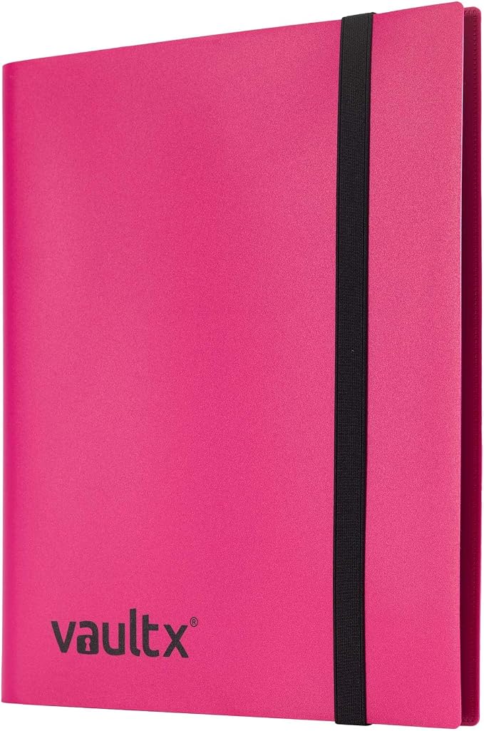 Vault X 9 Pocket Standard Strap Binder, Holds 360 Trading Cards in 20 Side-Loading Pages (Pink)