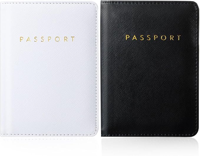 2 Pcs Passport Cover Holder for Travel Waterproof Leather Passport Wallet Case Book Travel Cruise Essentials for Women Men | 2 Pieces