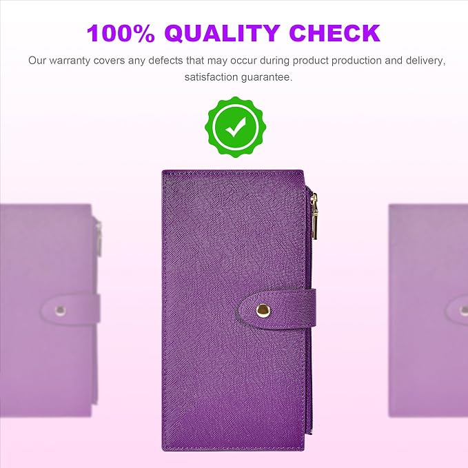 Travelambo RFID Wallet Women Large Size Bifold Multi Card Wallet Case with Zipper Pocke Credit Card Holder for Women