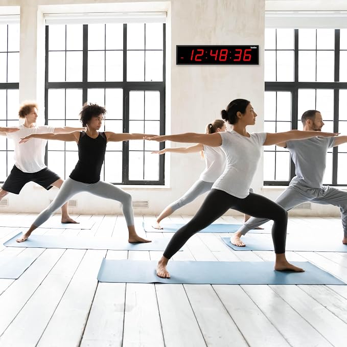 Ivation Oversized Large Digital Wall Clock - Big LED Digital Clock w/Large Display & Durable Aluminum Frame, Shelf or Wall Mount (24 Inch - RED) 6 Brightness Levels | Time Memory | Remote