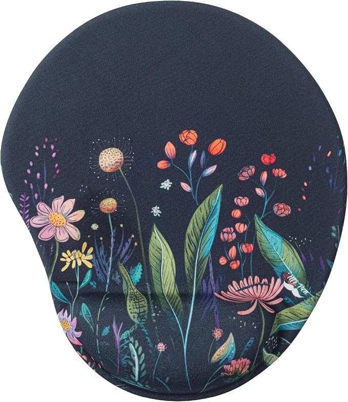 Mr. Pen- Ergonomic Mouse Pad with Wrist Rest, Midnight Bloom Design | Breathable Fabric with Memory Foam Cushion, Non-Slip Rubber Base, Gel Mouse Pad with Wrist Support