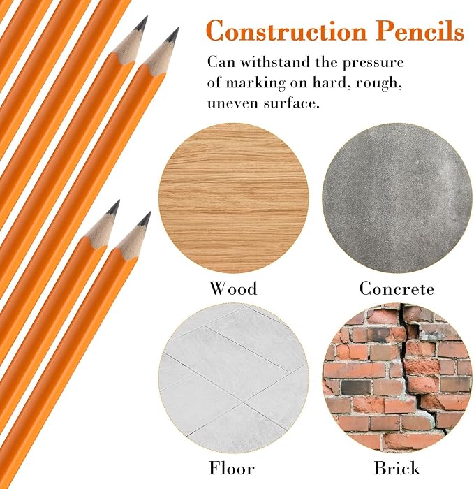 Fainne 96 Pcs Jumbo Pencil with Black Core Cedar Wooden Pencil with Eraser for Carpenters Students Teachers School Construction Woodworkers Beginners Office Workers(Orange,Triangle)