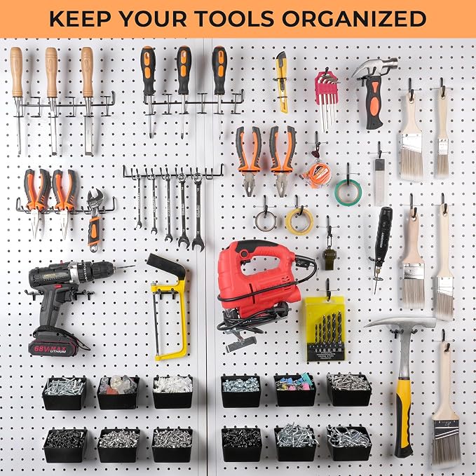 INCLY 300PCS Extra Thick Pegboard Accessories Set with Bins & Peg Locks | 1/4" Heavy Duty Pegboard Hooks, Black Peg Board Organizer Accessories Kit, Peg Board Hooks for Hanging Garage Tools