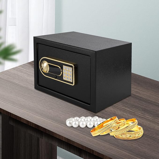 Steel Safe Box, 13*9*9inch Large Fireproof Safe Box for Home Use, Security Safe with Digital Keypad Lock for Money Cash Valuables Document Jewelry, Valuables, 13*9*9inch Rectangular