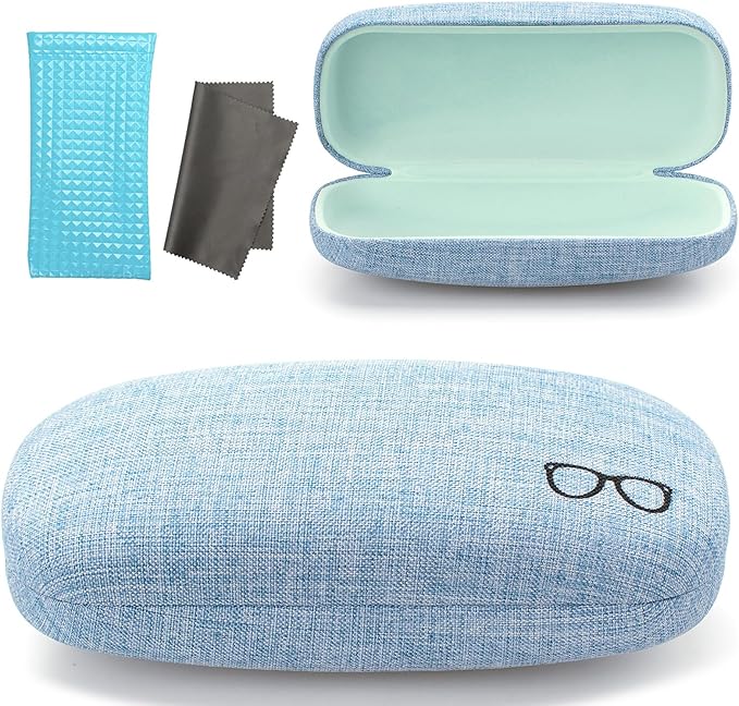 Vemiss Hard Shell Sunglasses Case, Large Linen Fabric Protective Glasses Case for Men Women