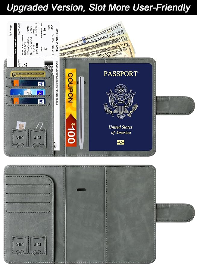 LOHASLIFE Passport Holder for Travel Essentials, Passport Cover Wallet | Leather Rfid Blocking Card Case, Travel Accessories, Vacation Luggage Must Haves, for Men Women