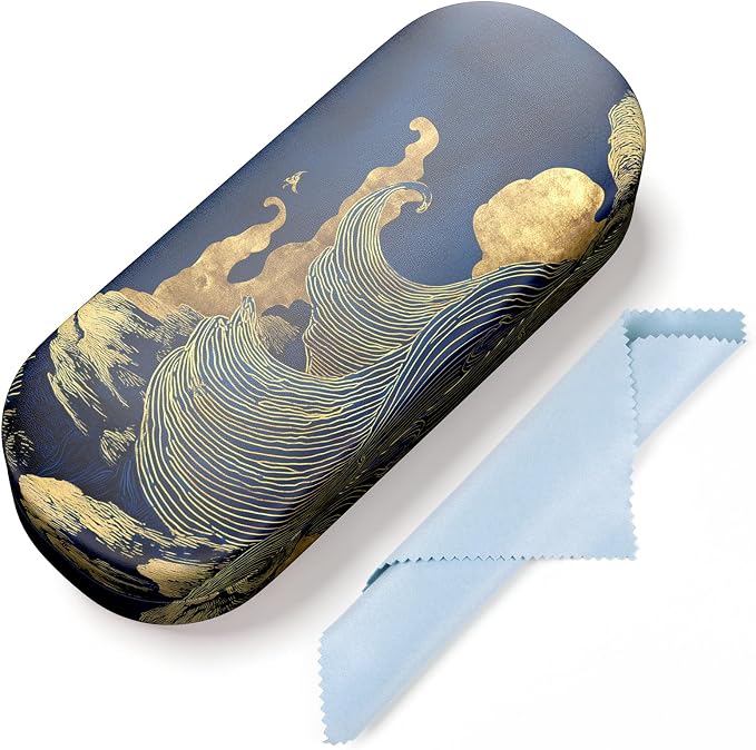 Hard Shell Leather Sunglasses Case,Classic Fashionable Cute Large Glasses Case for Women Men,Sunglass Eyeglasses