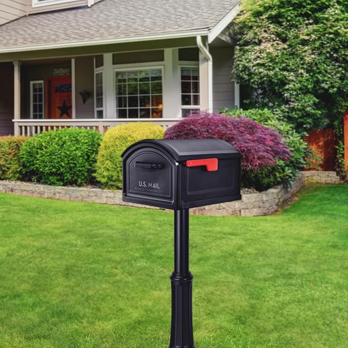 Architectural Mailboxes BILT CRE8 Post Mount Mailbox, Black, Extra Large | Durable plastic build with weather-resistant outdoor construction with a magnetic door closure. USPS approved.