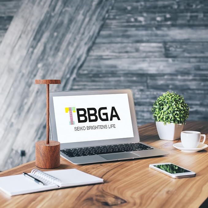 TBBGA LED Cordless Table Lamps Set of 2, 5000mAh Rechargeable Table Light | Portable Outdoor Table Lamp, 3 Color Stepless Dimming Battery Powered Lamp for Dinner/Patio/Restaurant/Bedroom (Wood Grain)