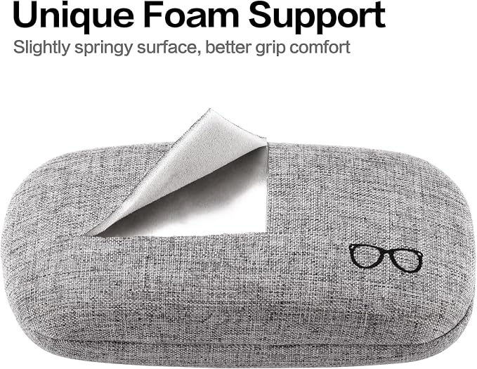 Vemiss Hard Shell Sunglasses Case, Large Linen Fabric Protective Glasses Case for Men Women