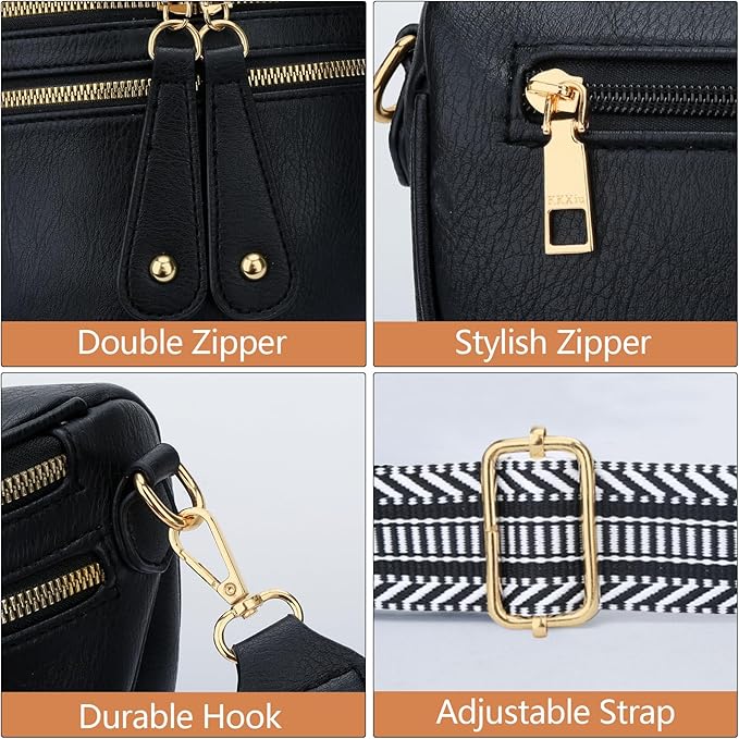 KKXIU Crossbody Bags for Women Vegan Leather Travel Bum Bag | Trendy Fanny Waist Pack | Shoulder Purse with Adjustable Strap
