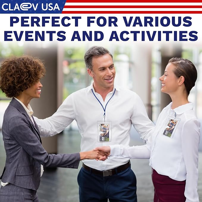Claev Flexible and Tear Resistant Vertical 4x6 Passport & Card Holders (4x6 Extra Large (XXL), 50 Pack), Clear Zipperless ID Plastic Name Card Badge Holders for Travel, Conferences, Conventions | Bulk clear waterproof ID badge holders, fits 4 x 6 inser...