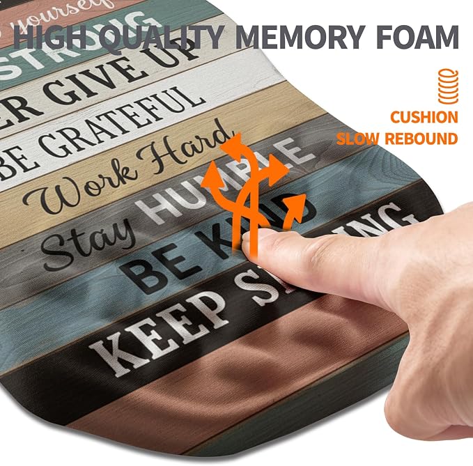Ergonomic Slope Mouse Pad Wrist Support, Wrist Rest Mousepad for Carpal Tunnel Pain Relief with Massage Bulge and Slow Rebound Memory Foam (12x8 inch, Inspirational Quote)