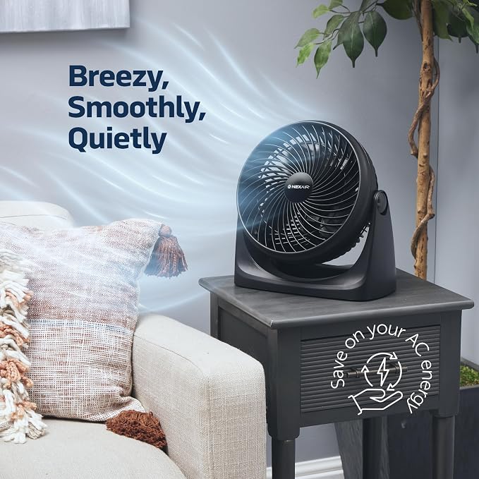 NEXAIR 7" Air Circulator Portable Turbo Fan, 3 Speed Adjustable Desk fan Powers Cool Air-Waves Up To 25ft, Quiet Operating Fan For Bedroom, Made Of Durable Material, Great For Office & Living Room