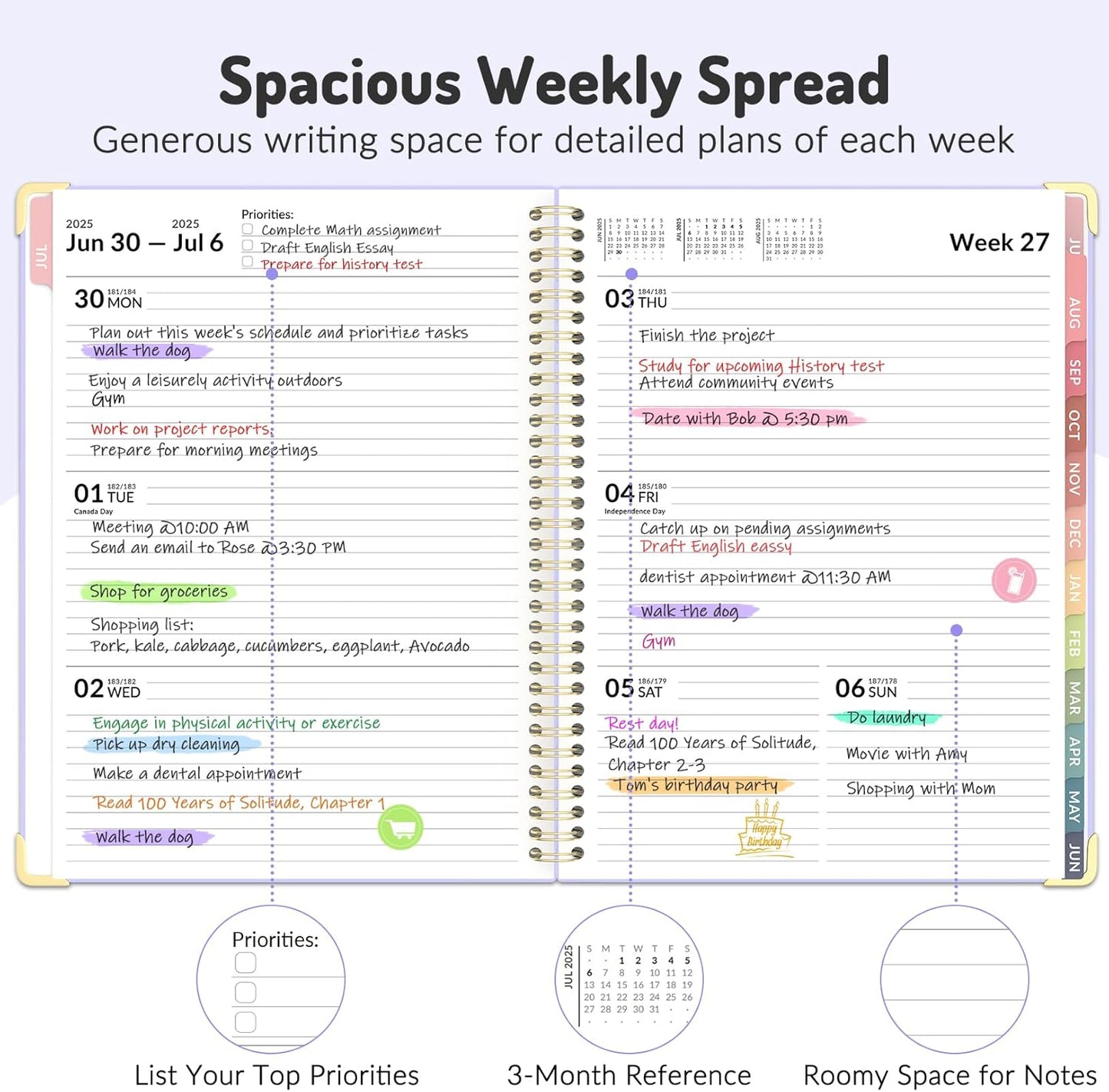 Jul 2025 - Dec 2026 Planner, Forvencer Academic Planner 2025-2026, 18 Month Daily Planner, 8.5" x 11", Weekly & Monthly Agenda Book, Hardcover Calendar Book, School Supplies for Student Teacher, Purple