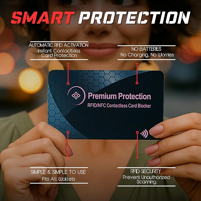 RFID Blocking Card (2 Pack) - 0.9mm Ultra Thin Credit & Debit Card Protector - One Card Shields Your Whole Wallet - Anti Fraud Contactless NFC Wallet Defender for Travel & Passport (Pink)