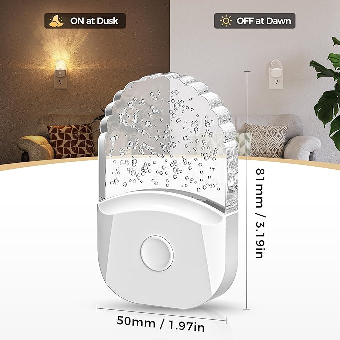 Night Lights Plug Into Wall [2 Pack], Color Changing Night Light for Kids, 8-Color RGB LED Nightlight with Dusk to Dawn Sensor for Bathroom Decor, Children Room, Gift