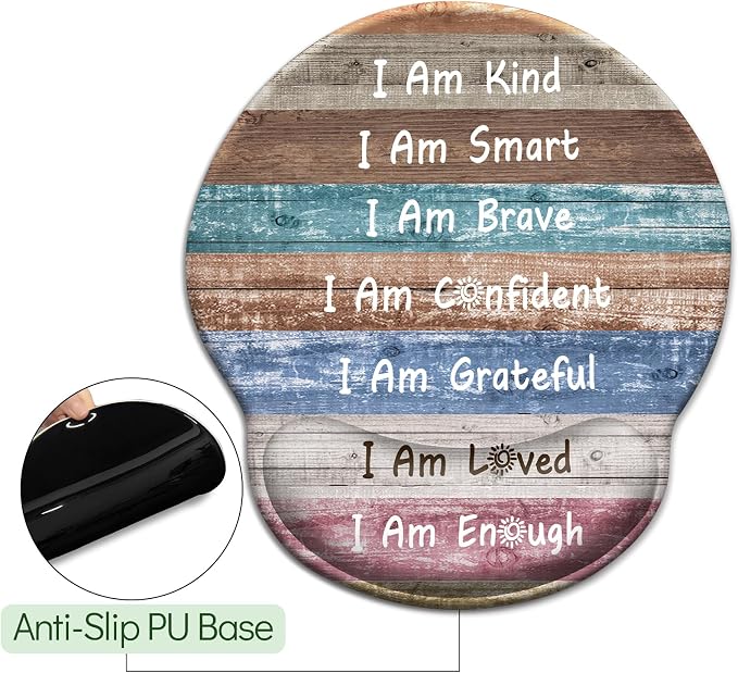 LIMKRIAN Inspirational Ergonomic Mouse Pad with Wrist Rest, 9.8 x 8.6 in | Comfort Gel Wrist Support, Non-Slip PU Base, Mouse Pads for Desk, Motivational Office School Supplies Desk Decor Accessories