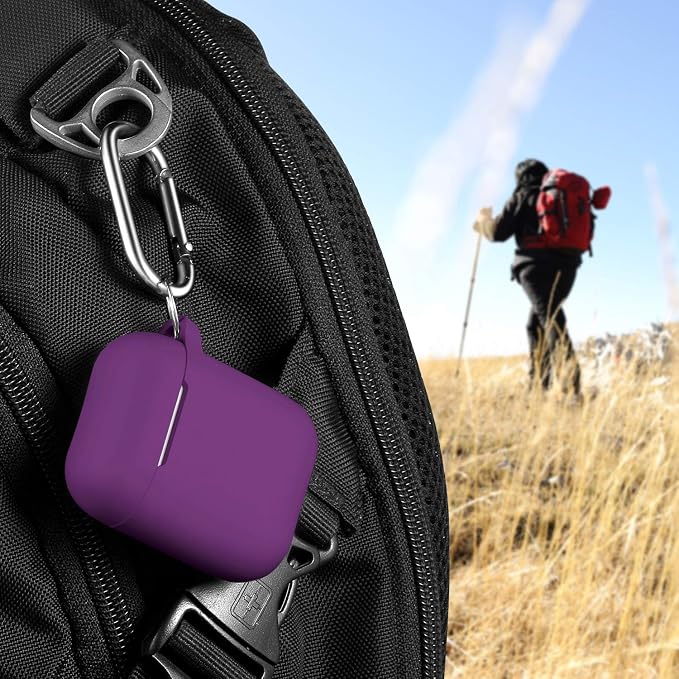 R-fun for AirPods 1/2 Case, Soft Silicone Protective Cover with Keychain and Cleaning Pen, Compatible with AirPods 2nd/1st Generation (2016/2019), Full Drop Protection Cover, Plum