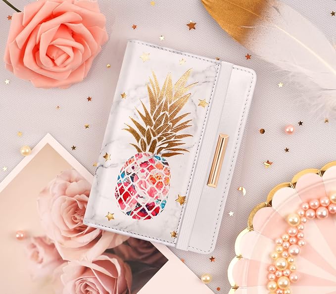 Coco Rossi Passport Holder for Travel Women Slim RFID Passport Cover Wallet | Travel Essentials, Passport Book Holders, Passport Cover Case, PU Leather, Cute, Thin, Spliced Design, Pineapple
