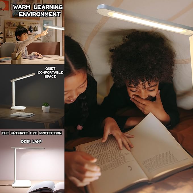 R RUCKERCO Led Desk Lamp Dimmable Desk Light Reading Lamp 3 Lighting Modes, Eye Protection Accessories, Study Desk Lamp Equipped USB Charger Suitable for Home Office is for Gift Giving