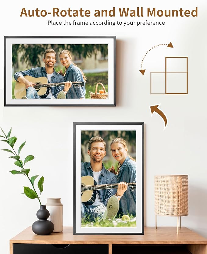FRAMEO 15.6 Inch 32GB WiFi Digital Photo Frame 1920 * 1080 IPS FHD Touch Screen Smart Digital Picture Frame, Wall Mountable, Auto-Rotate, Share Moments Instantly via Frameo App from Anywhere