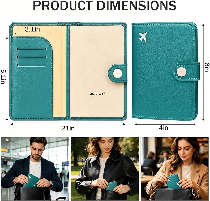 Passport Holder RFID Blocking Travel Wallet, Tea Green | Passport Cover with Multiple Card Slots, Water-Resistant & Easy-Carry, Must-Have Travel Accessory for Men & Women.