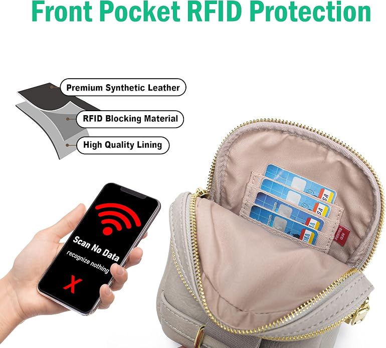 Anti Theft Crossbody Bag for Women, Small RFID Blocking Sling Purse with Zipper Lock for Travel, Vegan Leather