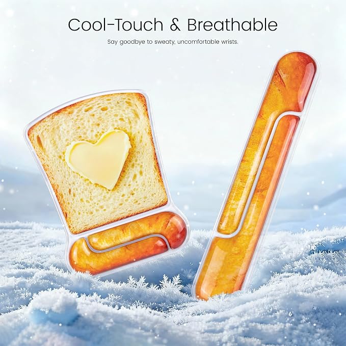 Ospelelf Mouse Pad and Keyboard Wrist Rest Cute Funny Gel Mousepad Set, Support for Typing Gaming, Relieve Wrist Pain, Cool & Easy to Clean, for Office, Programmer, Home Computer Use, Butter Bread