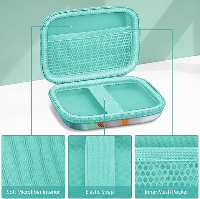 Fintie Label Maker Case Compatible with Phomemo D30 D35, NELKO P21, SUPVAN E10, NIIMBOT D11 D110, JADENS D110, ORGSTA S001 - Portable Shockproof Hard Shell Label Printer Carrying Cover, Emerald Marble