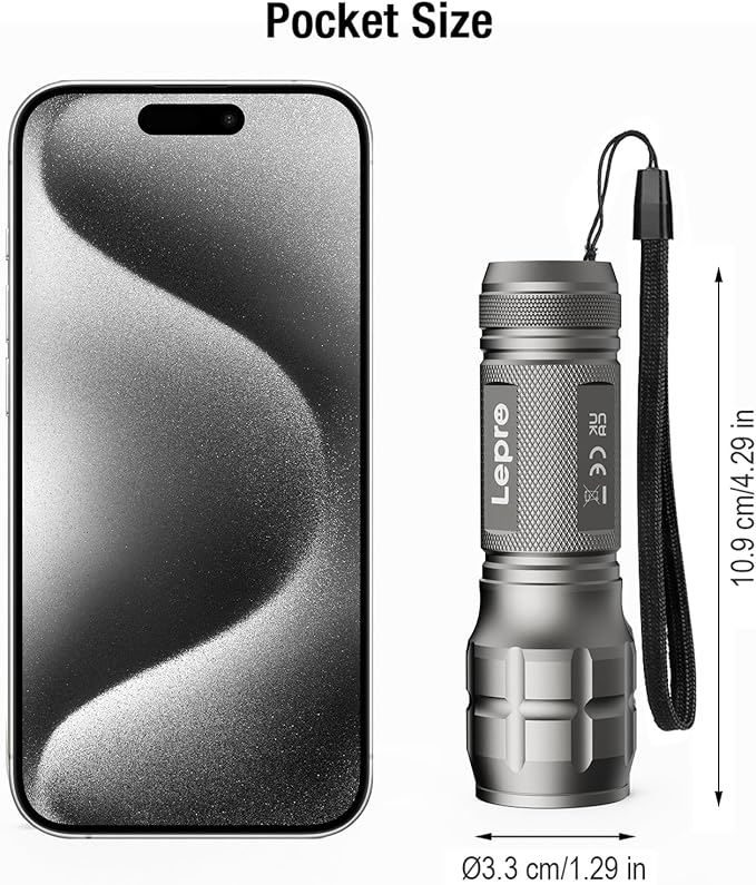 Lighting EVER LED Flashlights High Lumens, Small Flashlight, Waterproof, Adjustable Focus Flash Light for Outdoor, Emergency, AAA Batteries Included
